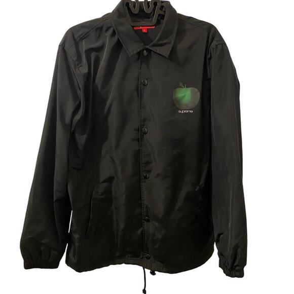 Supreme Big Apple Black Coaches Windbreaker Snap Button Coat Jacket Size Large - Picture 1 of 7